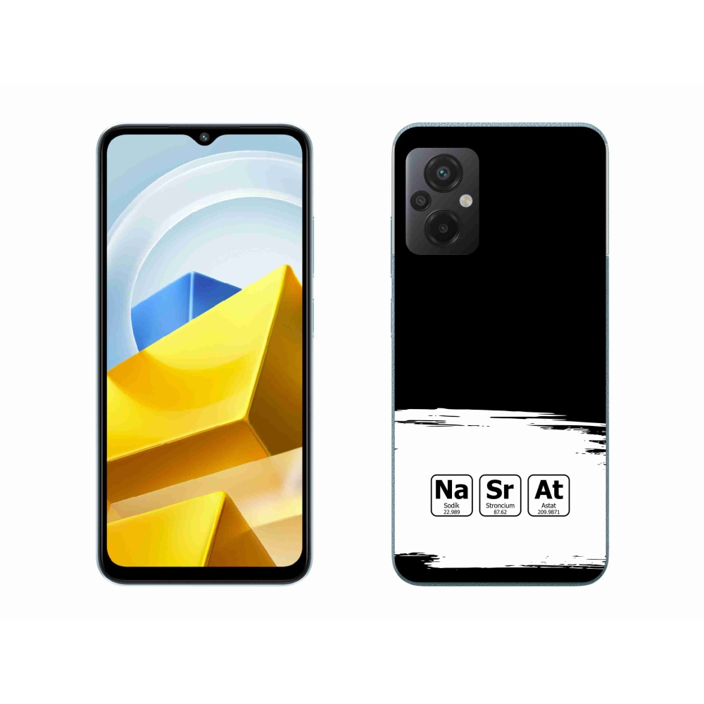 Gelový kryt mmCase na Xiaomi Poco M5 4G - chemické prvky bíločerné pozadí