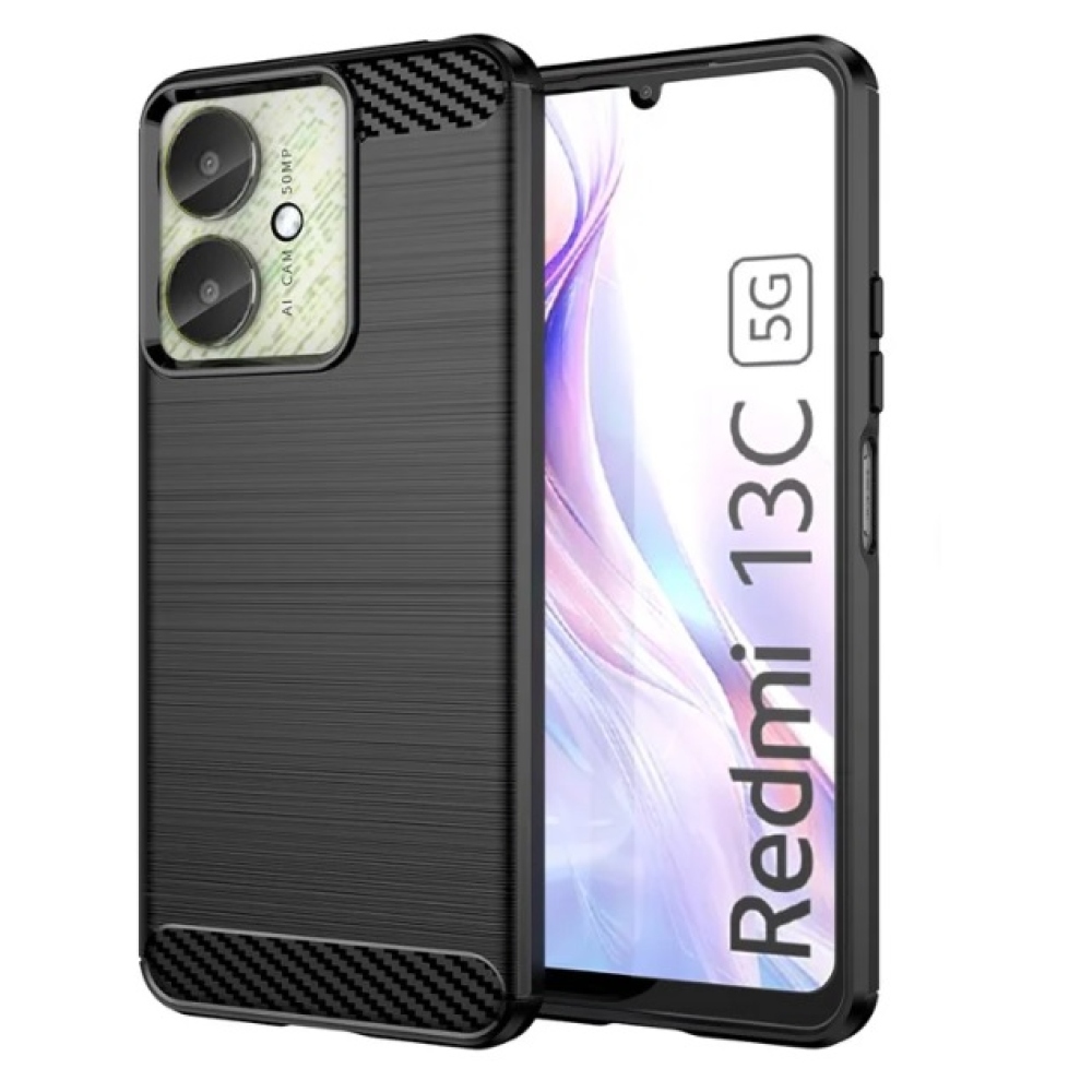 Carbon odolný gelový obal na Xiaomi Poco C65/Redmi 13C 4G/5G - černý