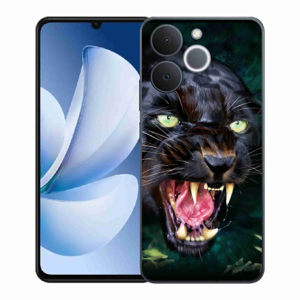 Gelový kryt mmCase na Realme Note 70T - rozzuřený černý panter