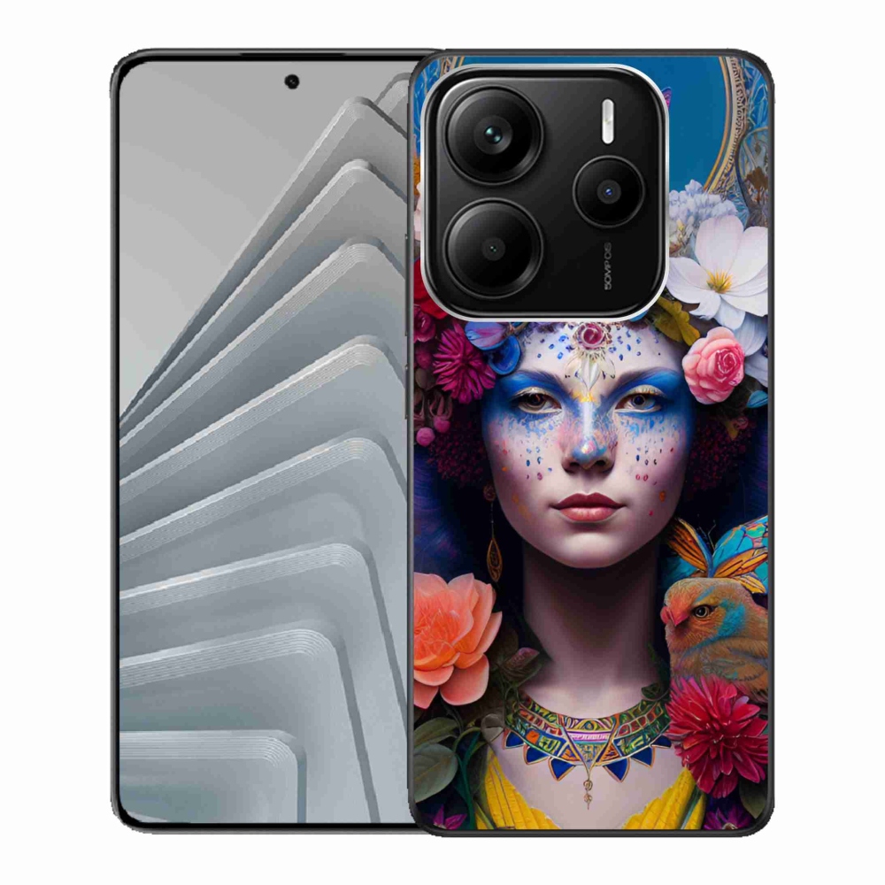 Gelový kryt mmCase na Xiaomi Redmi Note 14 5G - žena s květinami
