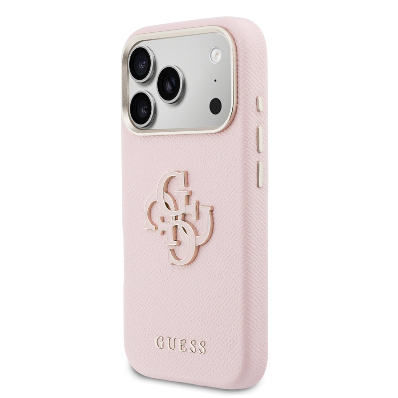 Guess PU Resin Logo Zadní Kryt pro iPhone 17 Pro Pink