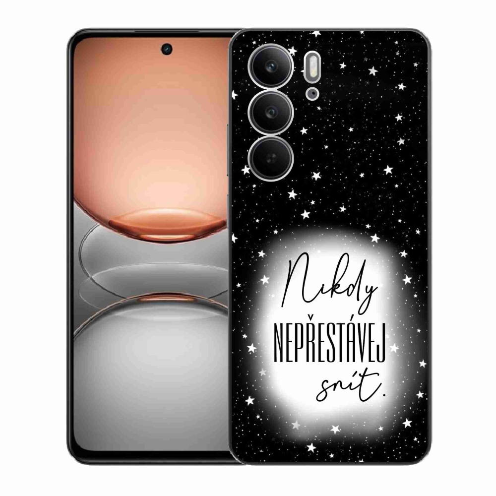 Gelový kryt mmCase na Realme C75 - citát 1 bíločerné pozadí