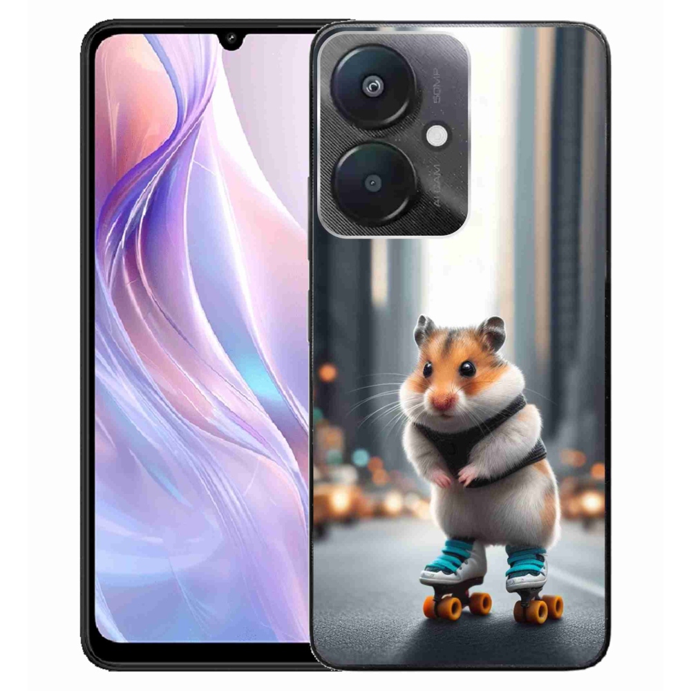 Gelový kryt mmCase na Xiaomi Redmi 13C 5G - křeček na bruslích