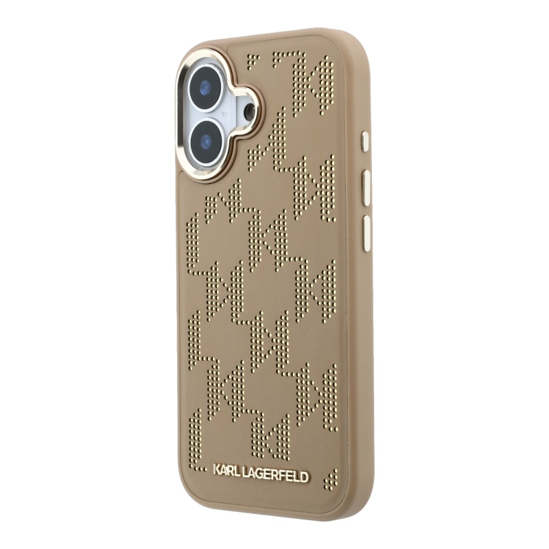 Karl Lagerfeld PU Perforated Monogram MagSafe Zadní Kryt pro iPhone 17 Beige