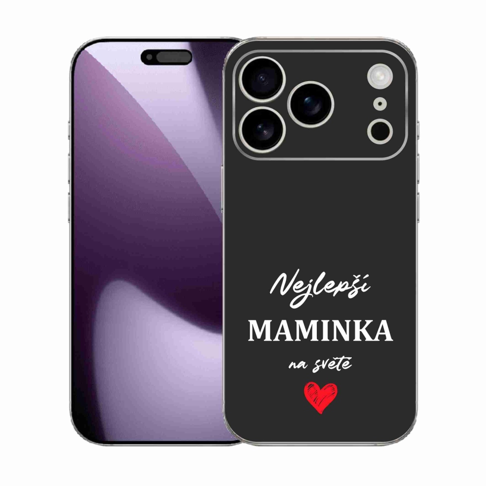 Gelový kryt mmCase na iPhone 17 Pro - nejlepší maminka 1 černé pozadí