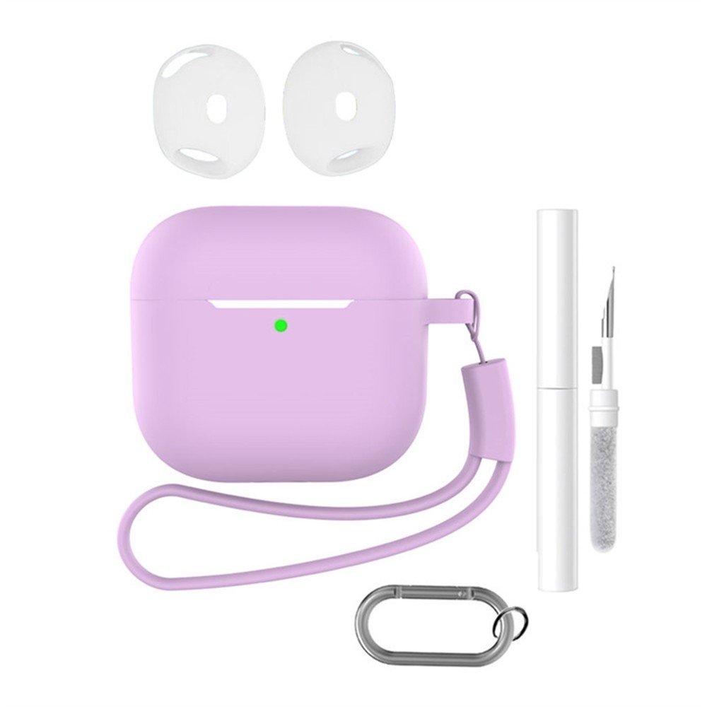 Set silikonový obal na Apple AirPods 4 s čistící sadou - světlefialový