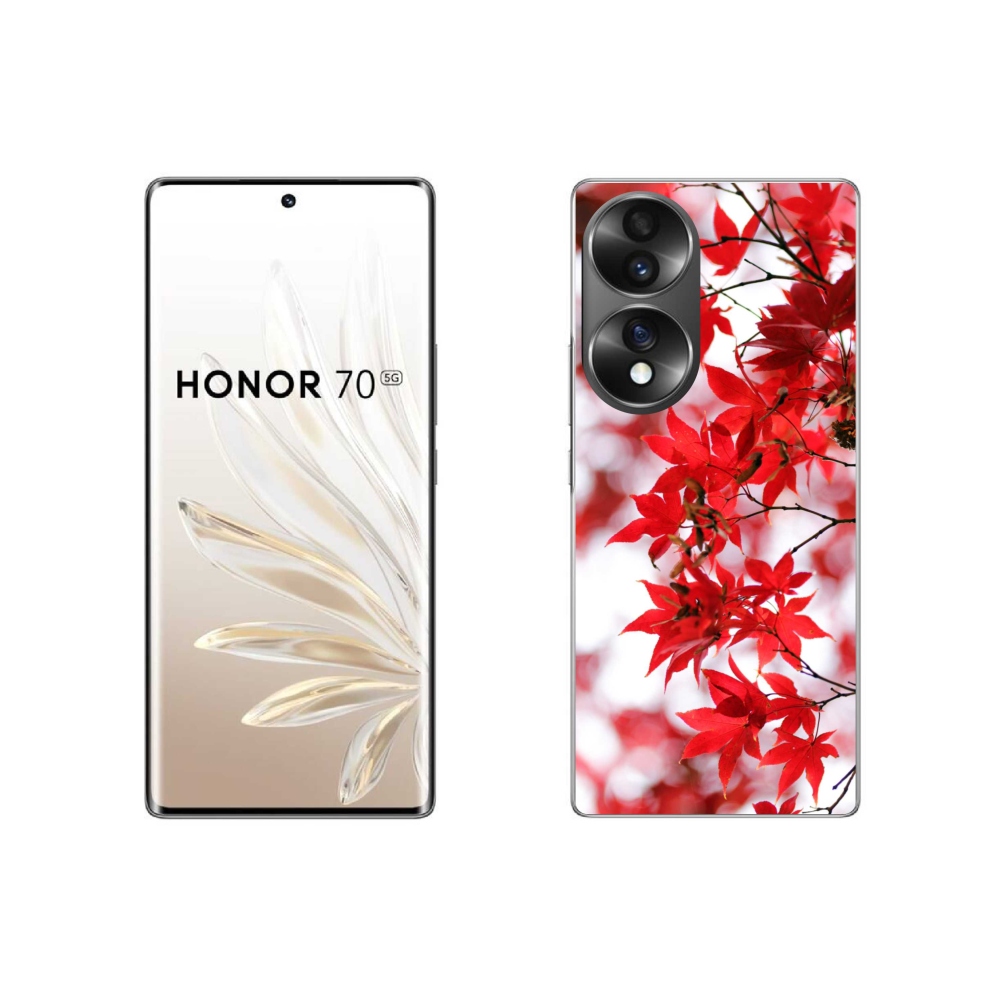 Gelový kryt mmCase na Honor 70 - červené listy