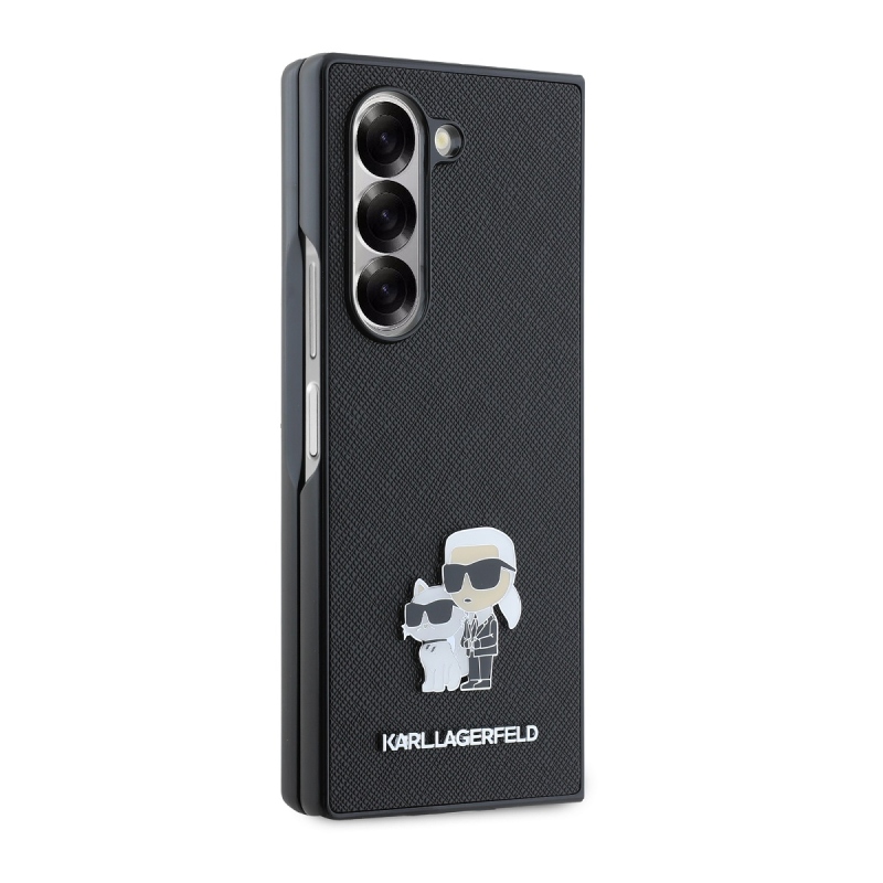 Karl Lagerfeld PU Saffiano Karl and Choupette Zadní Kryt pro Samsung Galaxy Z Fold 6 Black