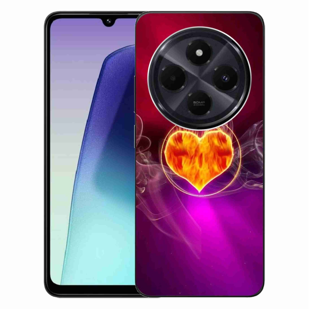 Gelový kryt mmCase na Xiaomi Redmi 14C/Poco C75 - ohnivé srdce