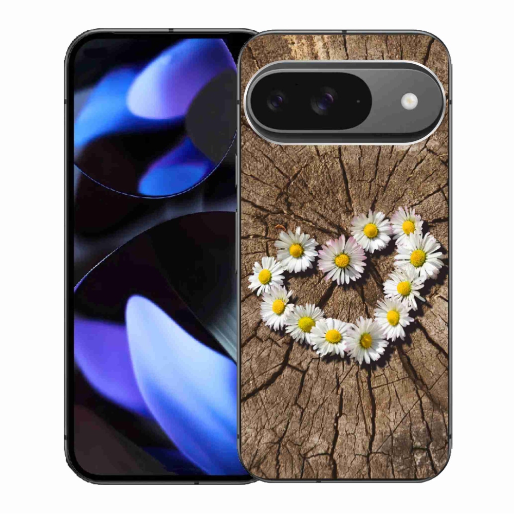 Gelový kryt mmCase na Google Pixel 9/9 Pro - srdce z kopretin