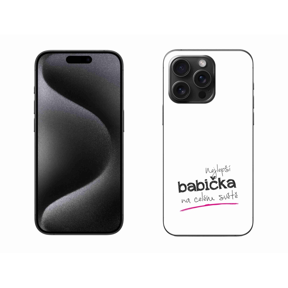 Gelový kryt mmCase na iPhone 15 Pro Max - nejlepší babička 4 bílé pozadí