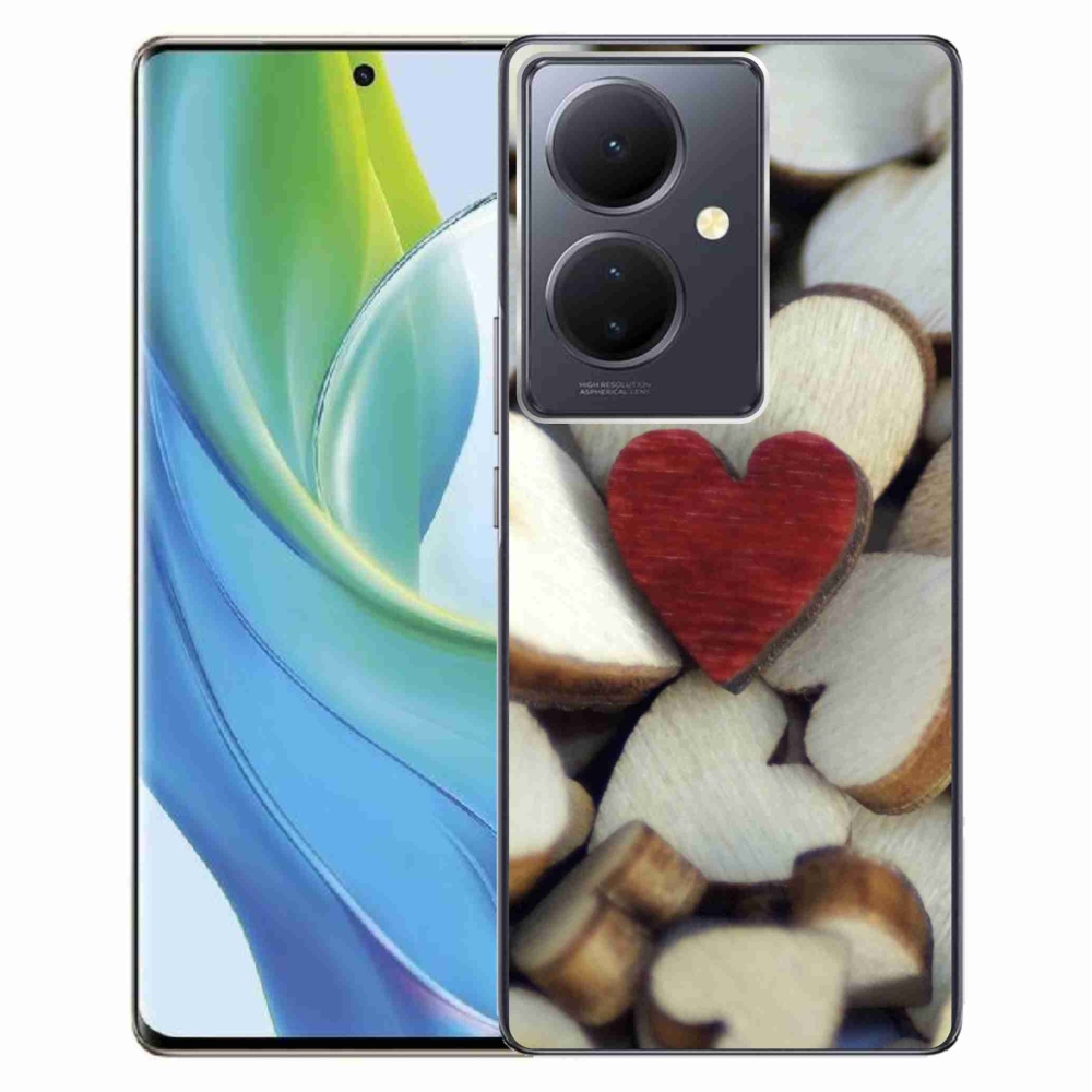 Gelový kryt mmCase na Vivo V29 Lite 5G - gravírované červené srdce 