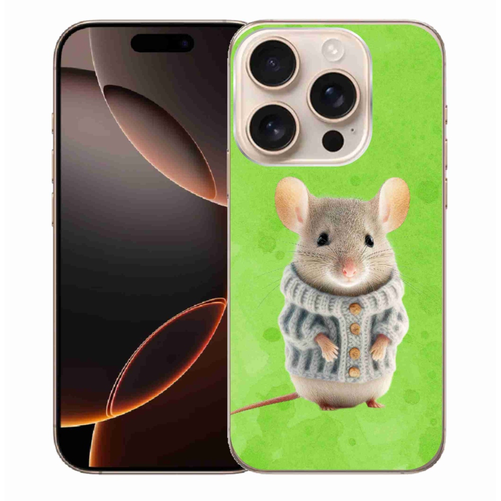 Gelový kryt mmCase na iPhone 16 Pro Max - myška ve svetru