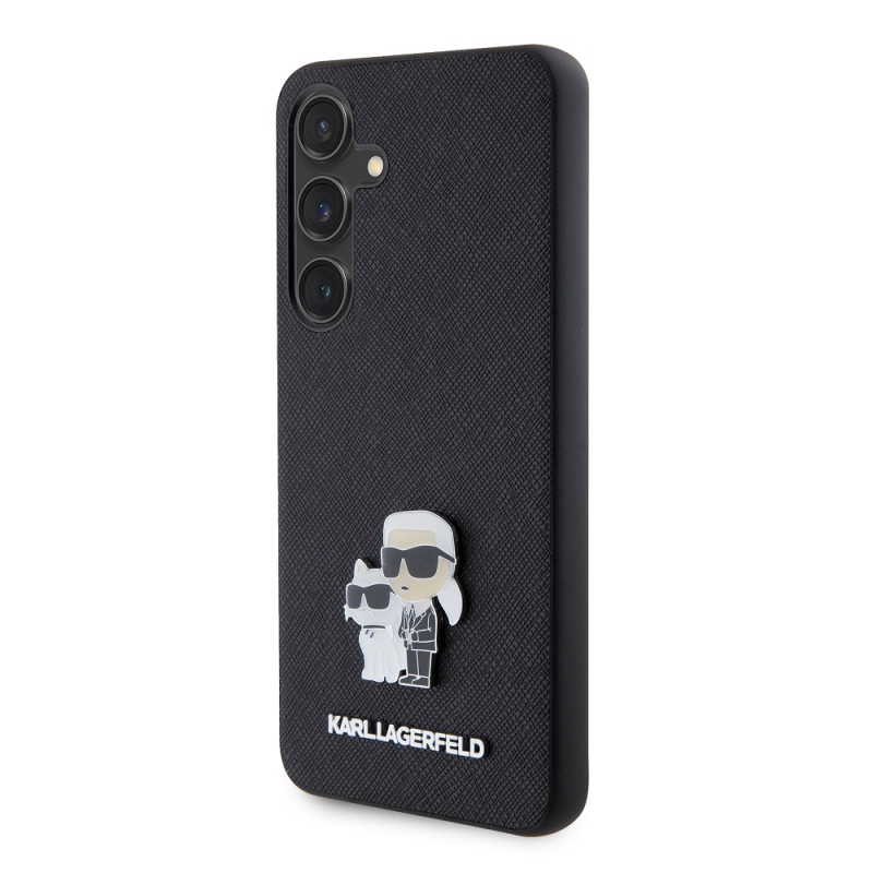 Karl Lagerfeld PU Saffiano Metal Karl and Choupette Zadní Kryt pro Samsung Galaxy S24 Black