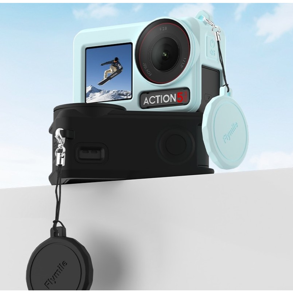 FLYMILE silikonový ochranný obal s krytkou objektivu pro DJI Osmo Action 5 Pro - černý
