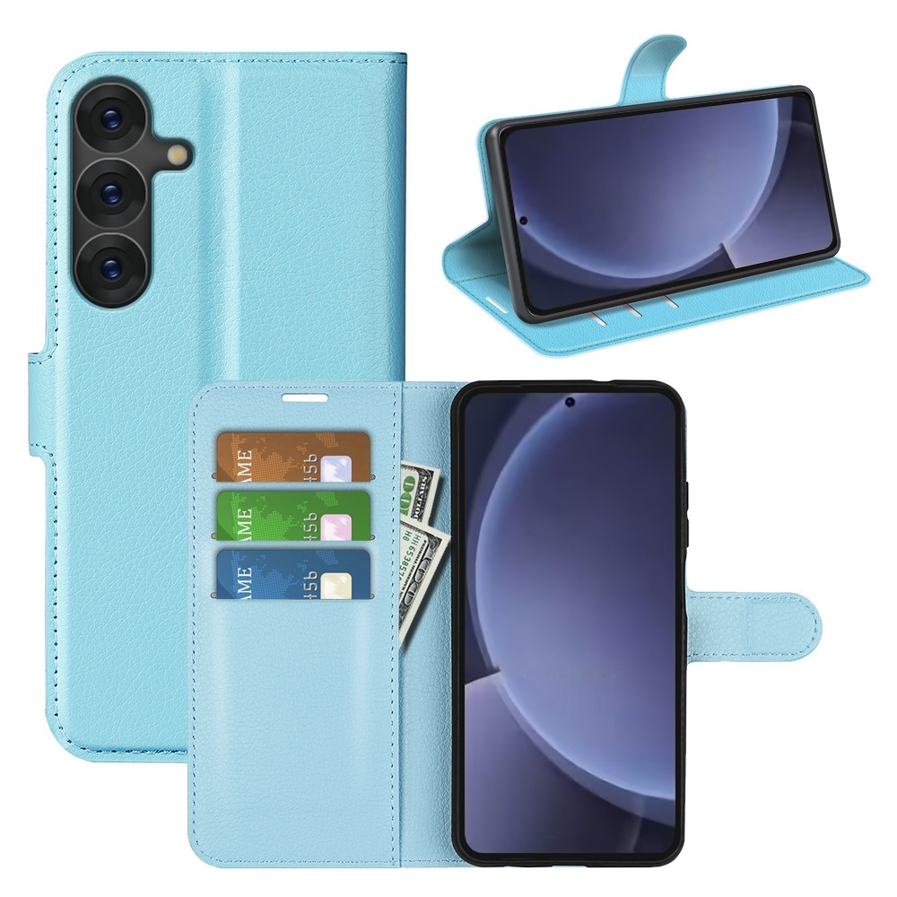 Litchi knížkové pouzdro na Samsung Galaxy S25+ - modré