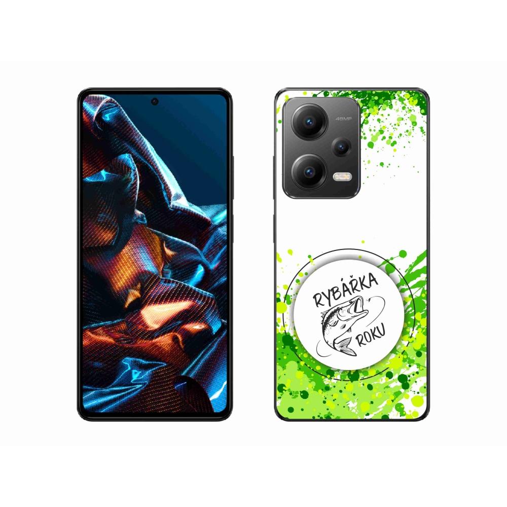 Gelový kryt mmCase na Xiaomi Redmi Note 12 Pro 5G - rybářka roku bílé pozadí