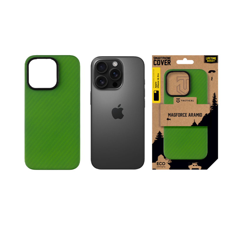 Tactical MagForce Aramid Kryt pro Apple iPhone 16 Pro Green Toad