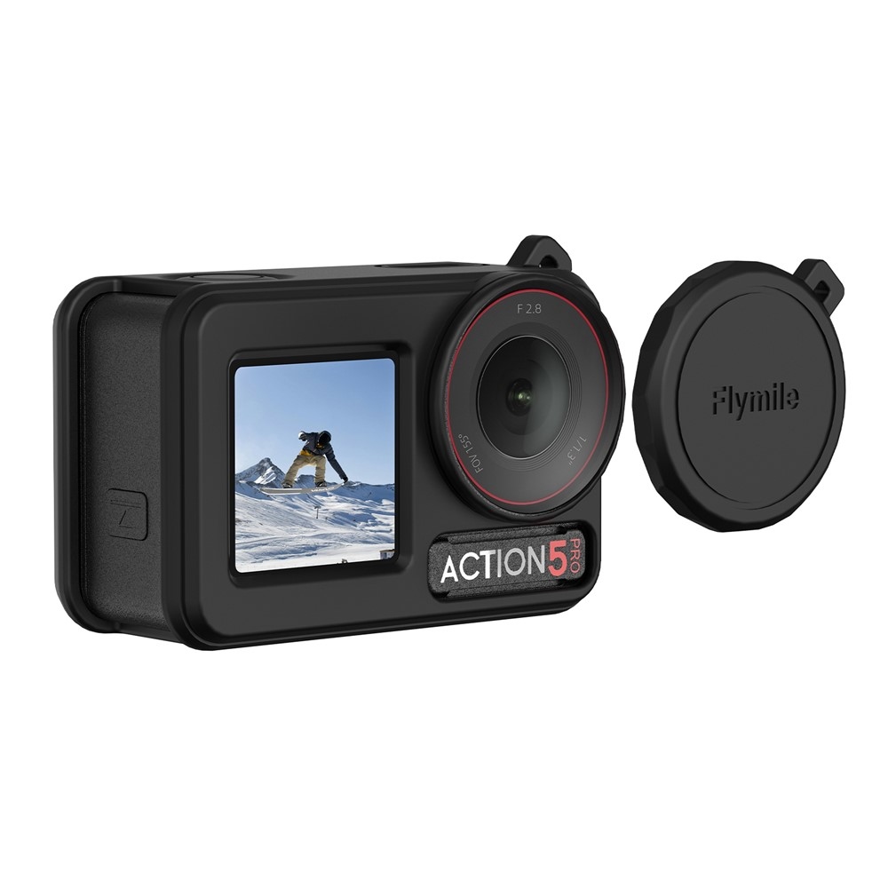 FLYMILE silikonový ochranný obal s krytkou objektivu pro DJI Osmo Action 5 Pro - černý