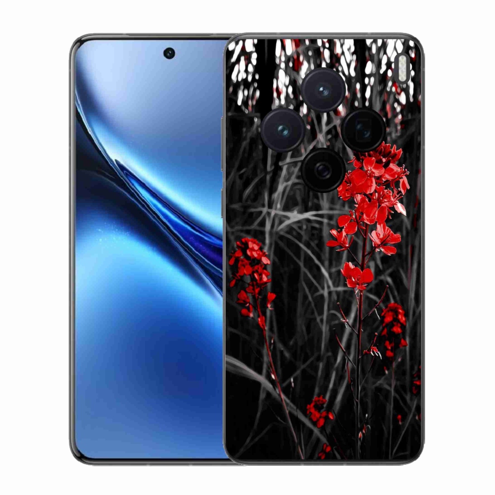 Gelový kryt mmCase na Vivo X200 5G - červená rostlina