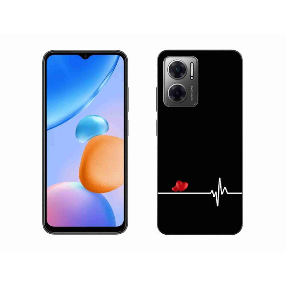 Gelový kryt mmCase na Xiaomi Redmi 10 5G - srdce a tep černé pozadí