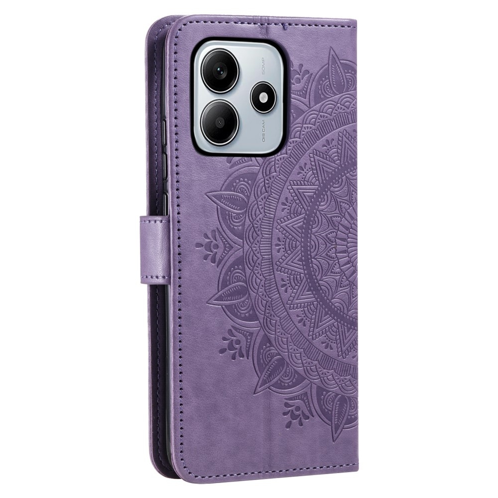 Mandala knížkové pouzdro na Xiaomi Redmi Note 14 5G - fialové