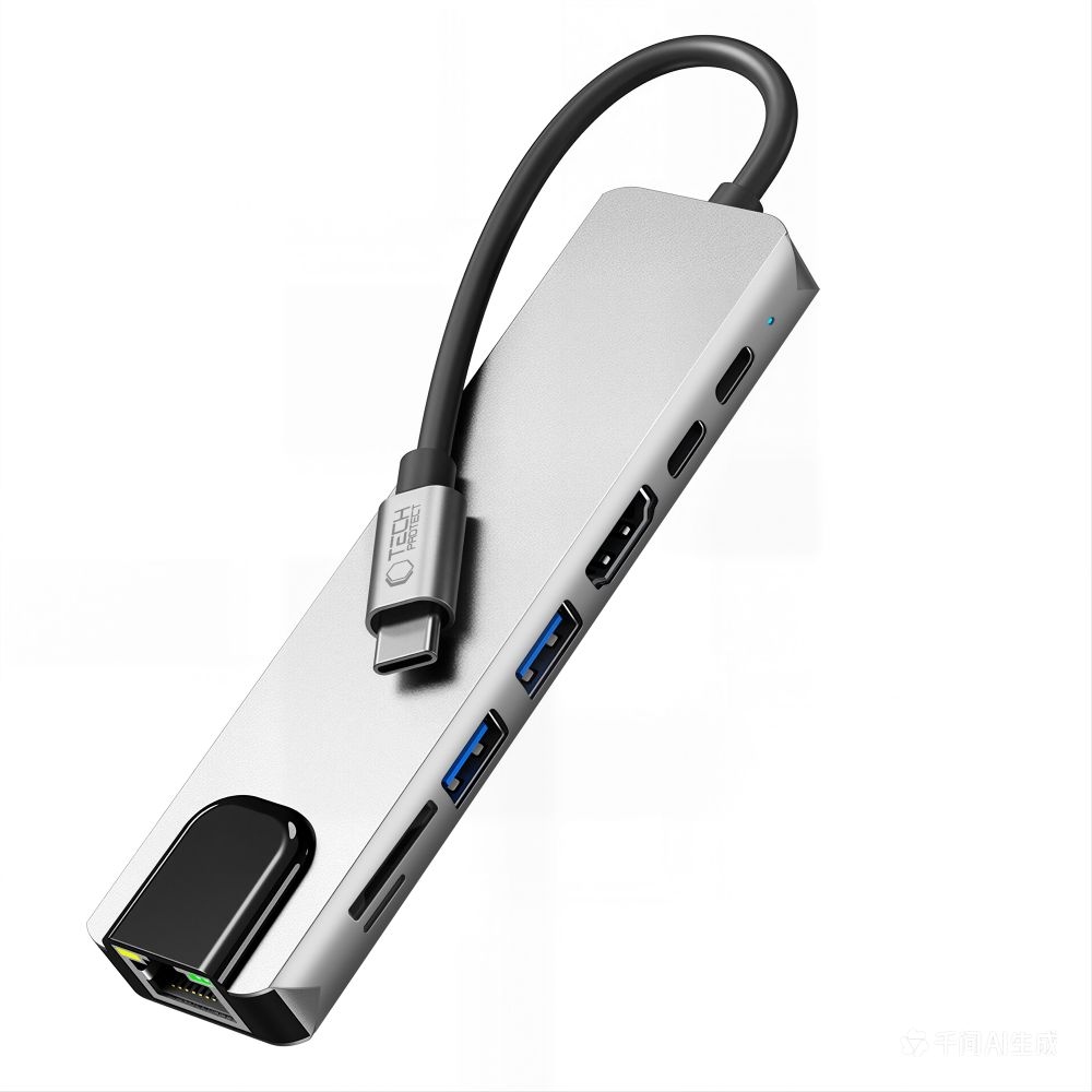 Tech-Protect HB09 USB-C adaptér 8v1 s HDMI, USB, RJ45 a čtečkou karet