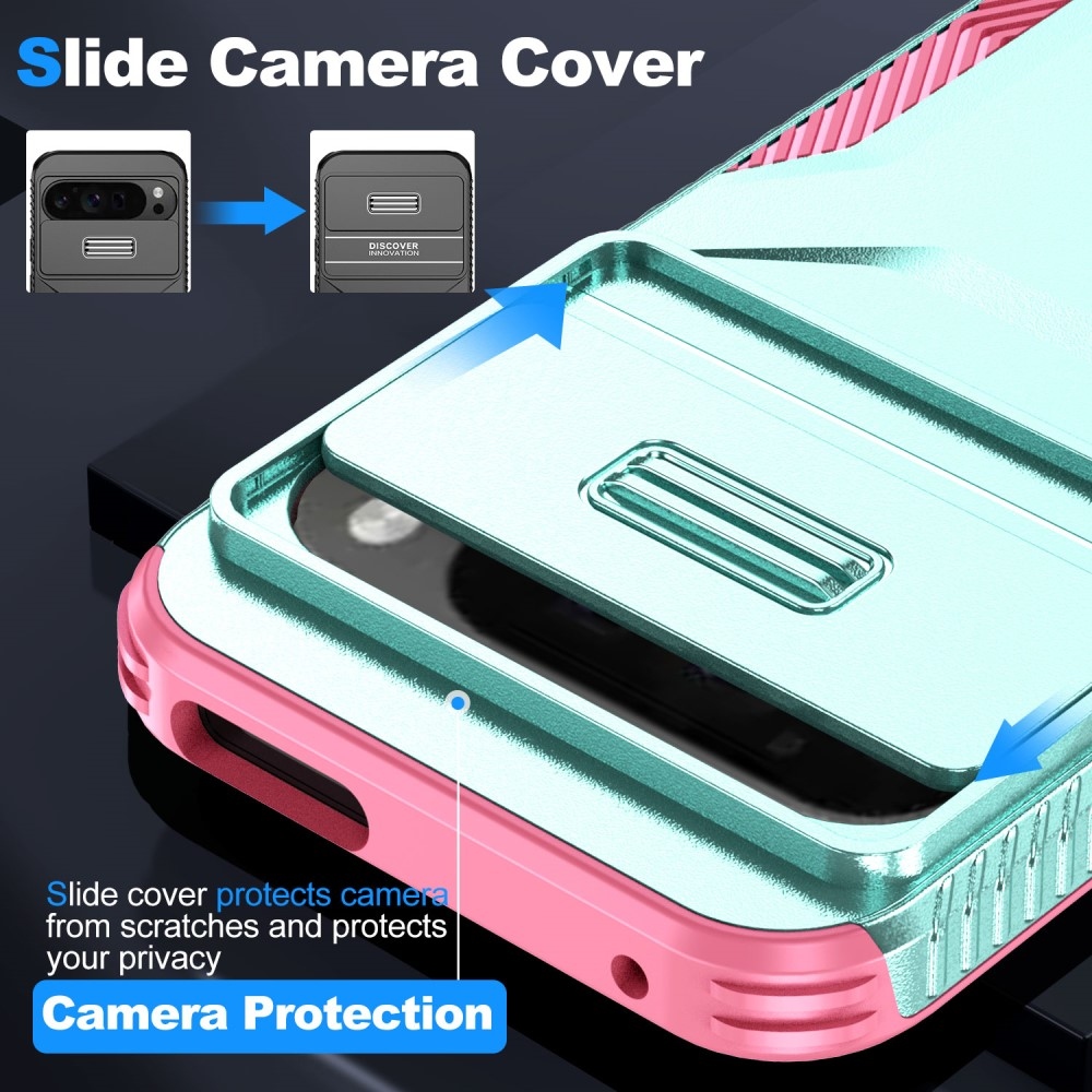Lid odolný kryt na Google Pixel 9 Pro XL - modrozelený/růžový