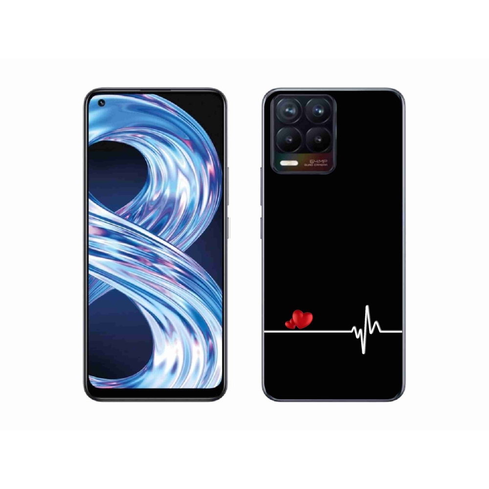 Gelový kryt mmCase na Realme 8 Pro - srdce a tep černé pozadí