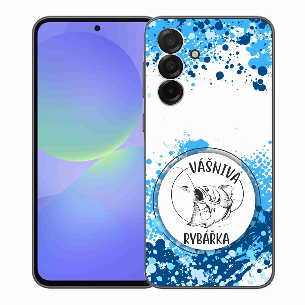 Gelový kryt mmCase na Samsung Galaxy A36 5G - vášnivá rybářka bílé pozadí