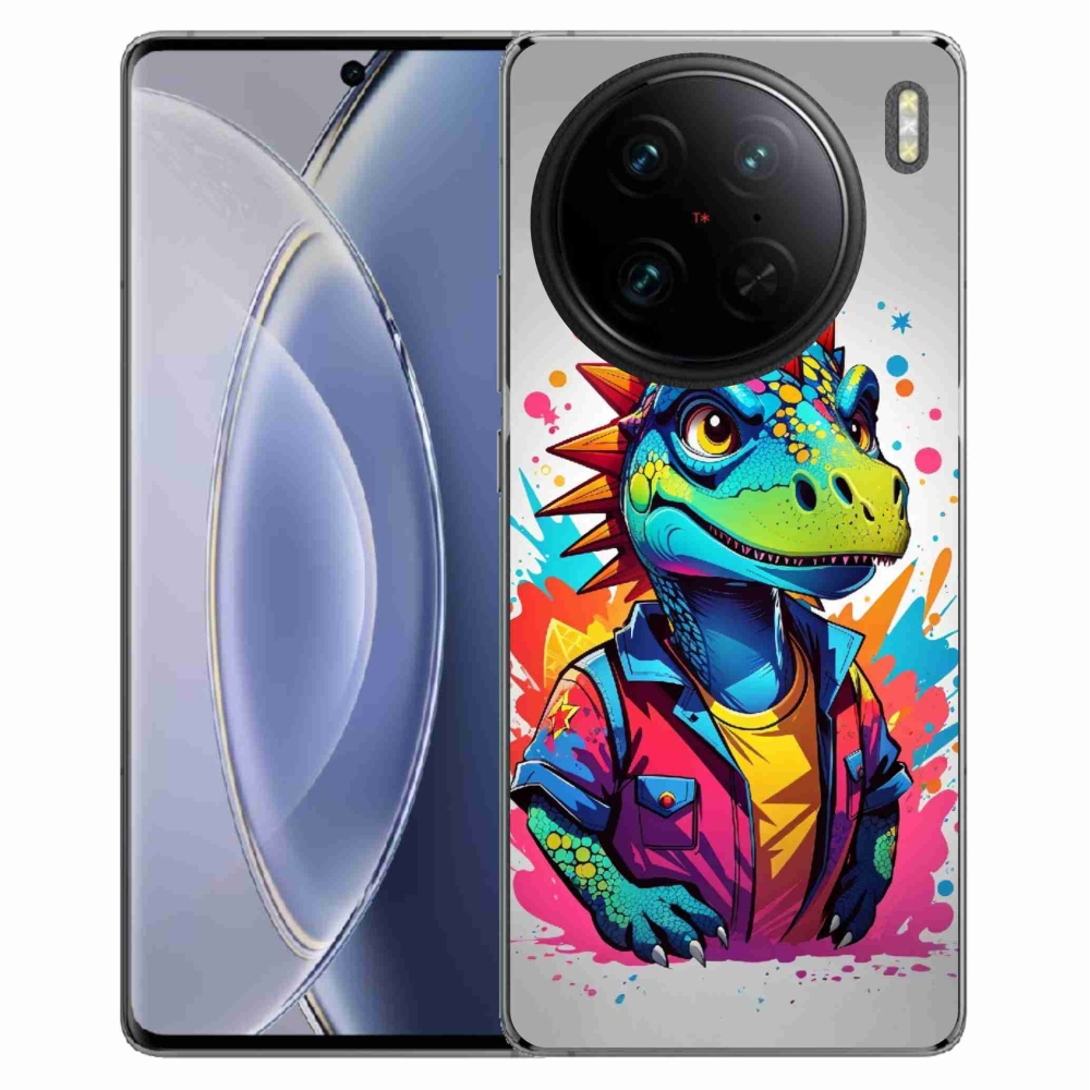 Gelový kryt mmCase na Vivo X90 Pro - barevný dinosaurus