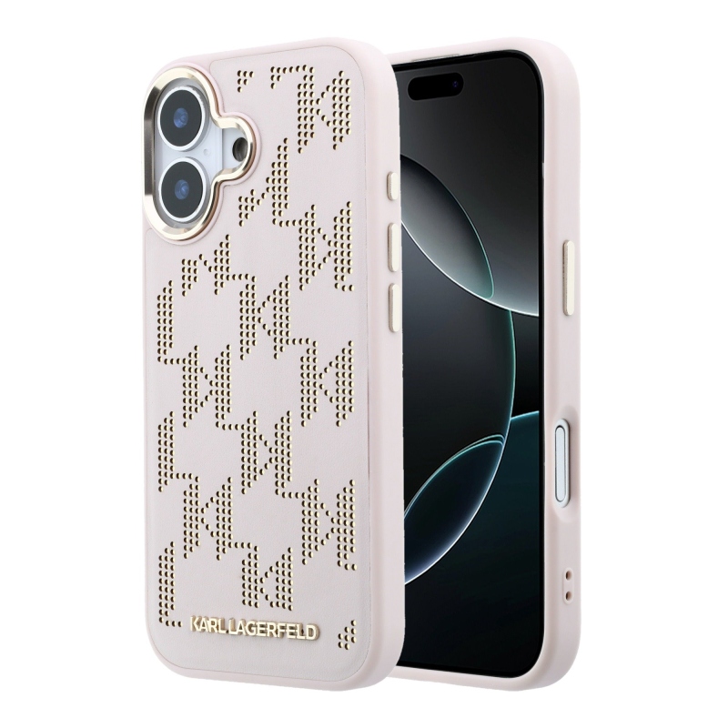 Karl Lagerfeld PU Perforated Monogram MagSafe Zadní Kryt pro iPhone 17 Pink