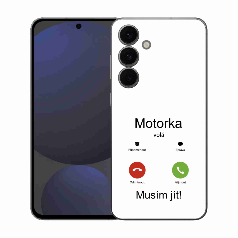 Gelový kryt mmCase na Samsung Galaxy S25 FE - motorka volá bílé pozadí