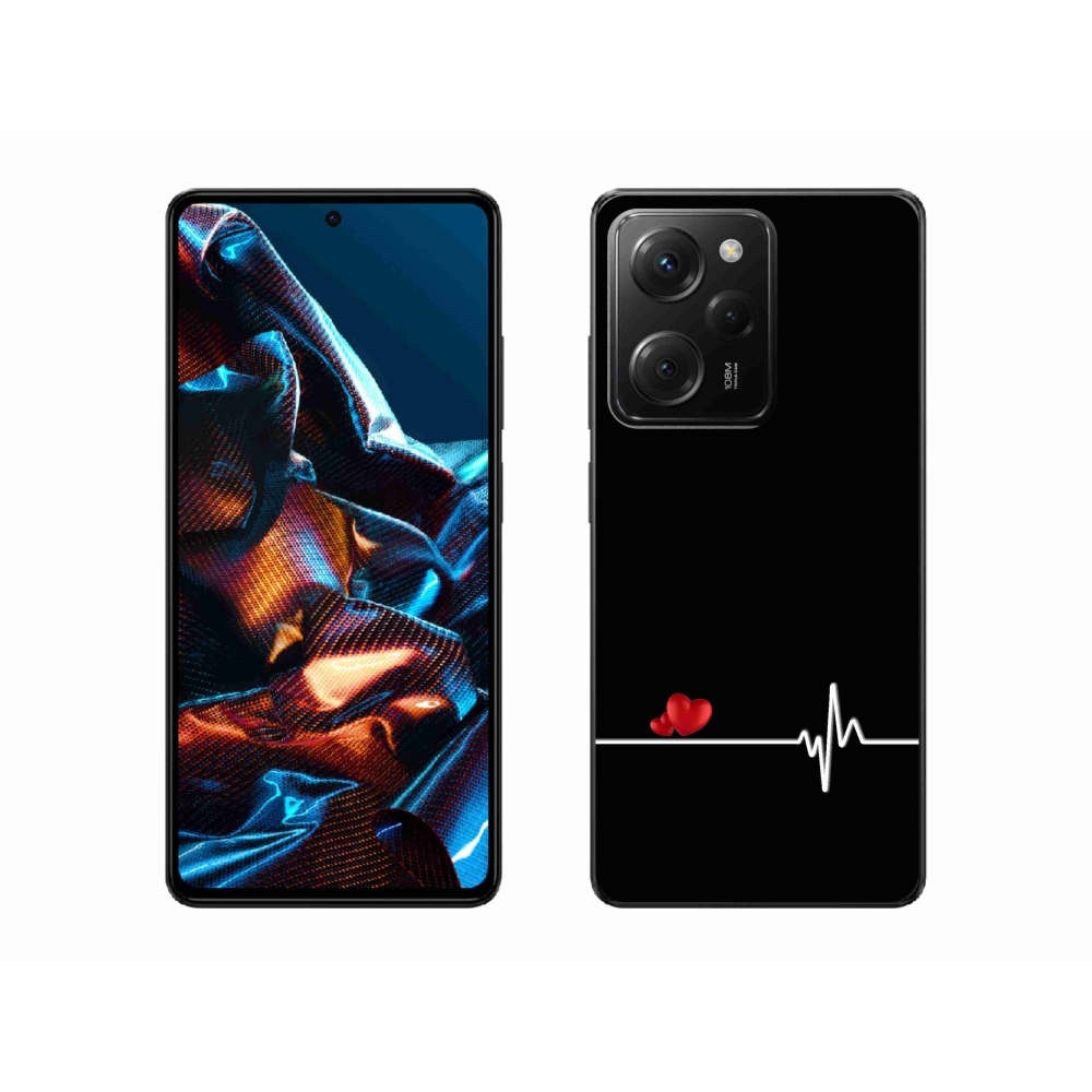 Gelový kryt mmCase na Xiaomi Poco X5 Pro 5G - srdce a tep černé pozadí
