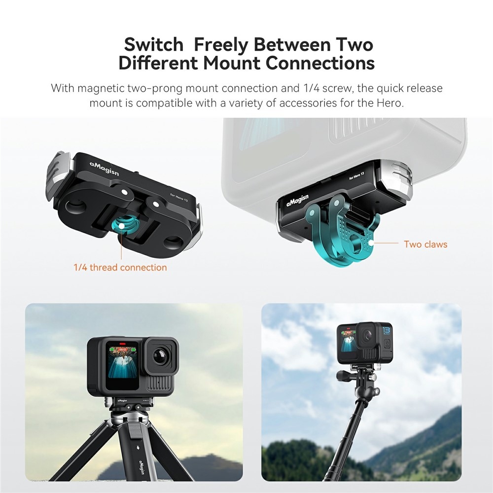 Magnetický kovový rychloupínací držák AMAGISN pro GoPro Hero 13