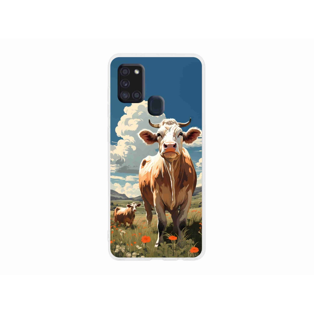 Gelový kryt mmCase na Samsung Galaxy A21s - krávy na louce