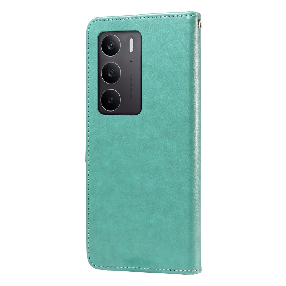 Flowery knížkové pouzdro na Realme 14x 5G/Realme C75 - modrozelené