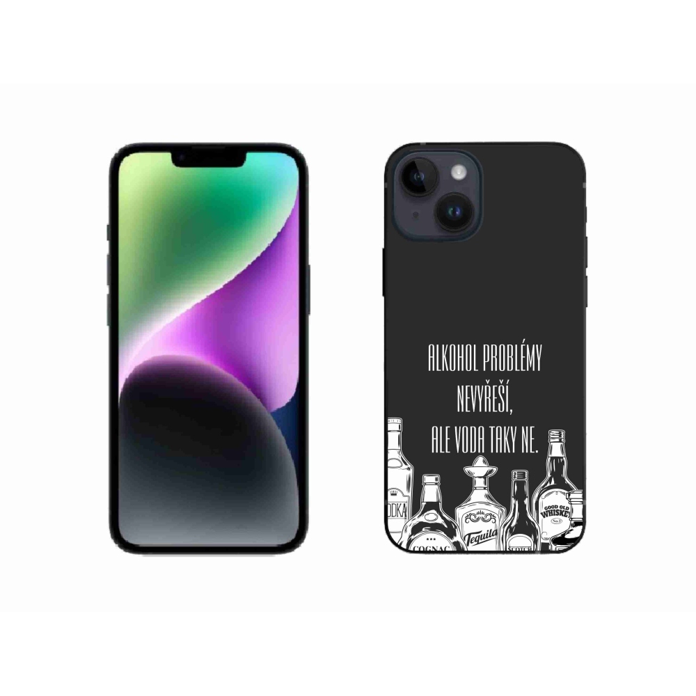 Gelový kryt mmCase na iPhone 14 - vtipný text černé pozadí