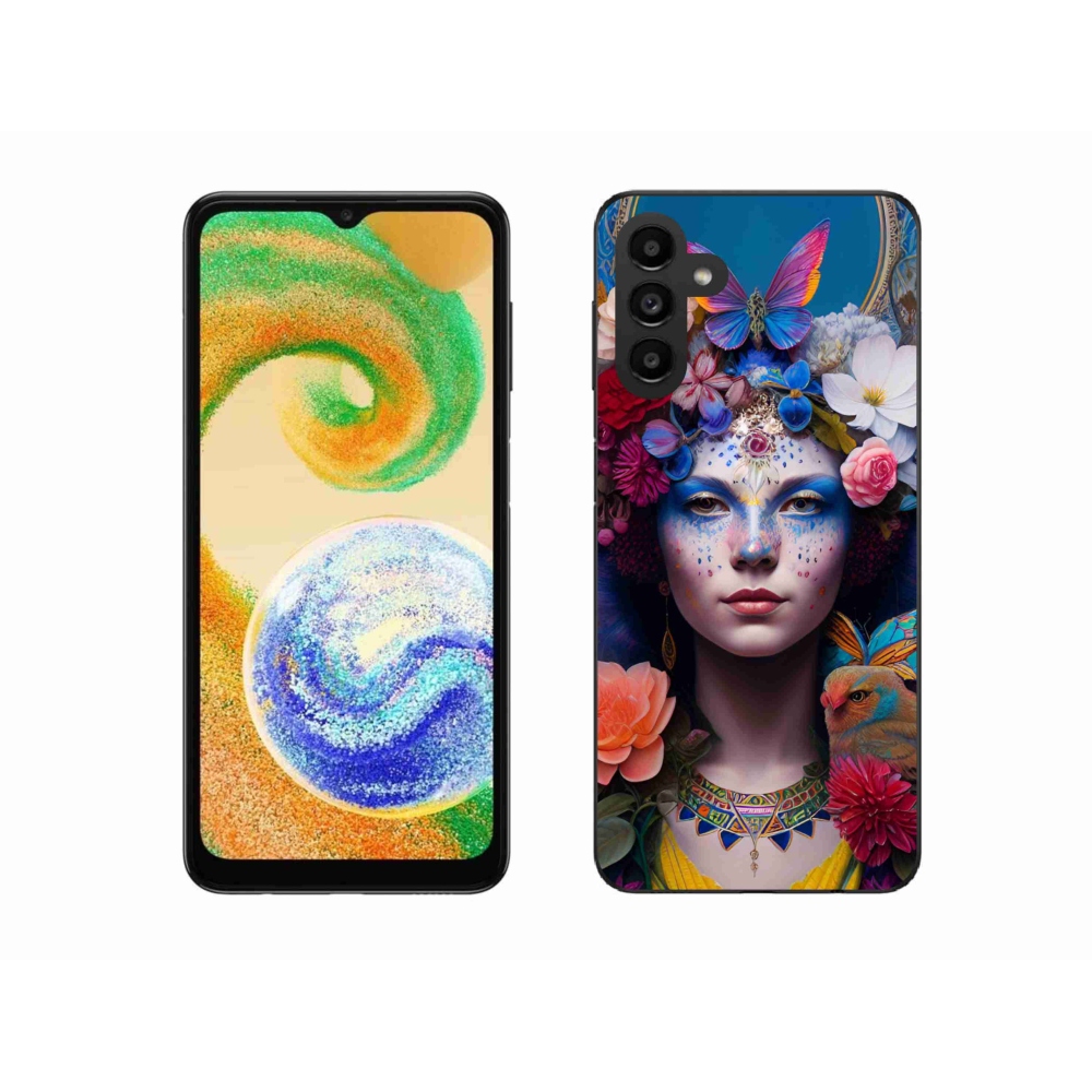 Gelový kryt mmCase na Samsung Galaxy A04s (164.7x76.7x9.1mm) - žena s květinami
