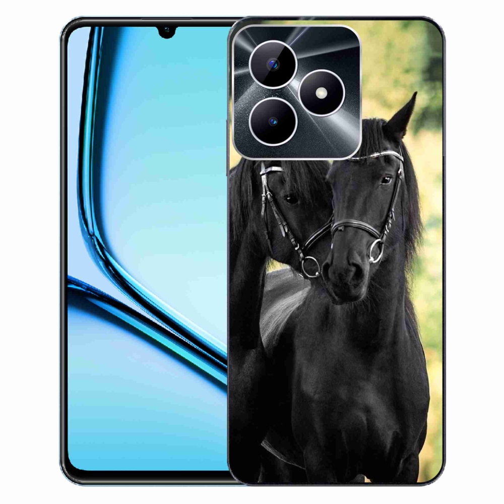 Gelový kryt mmCase na Realme Note 50 - dva černí koně