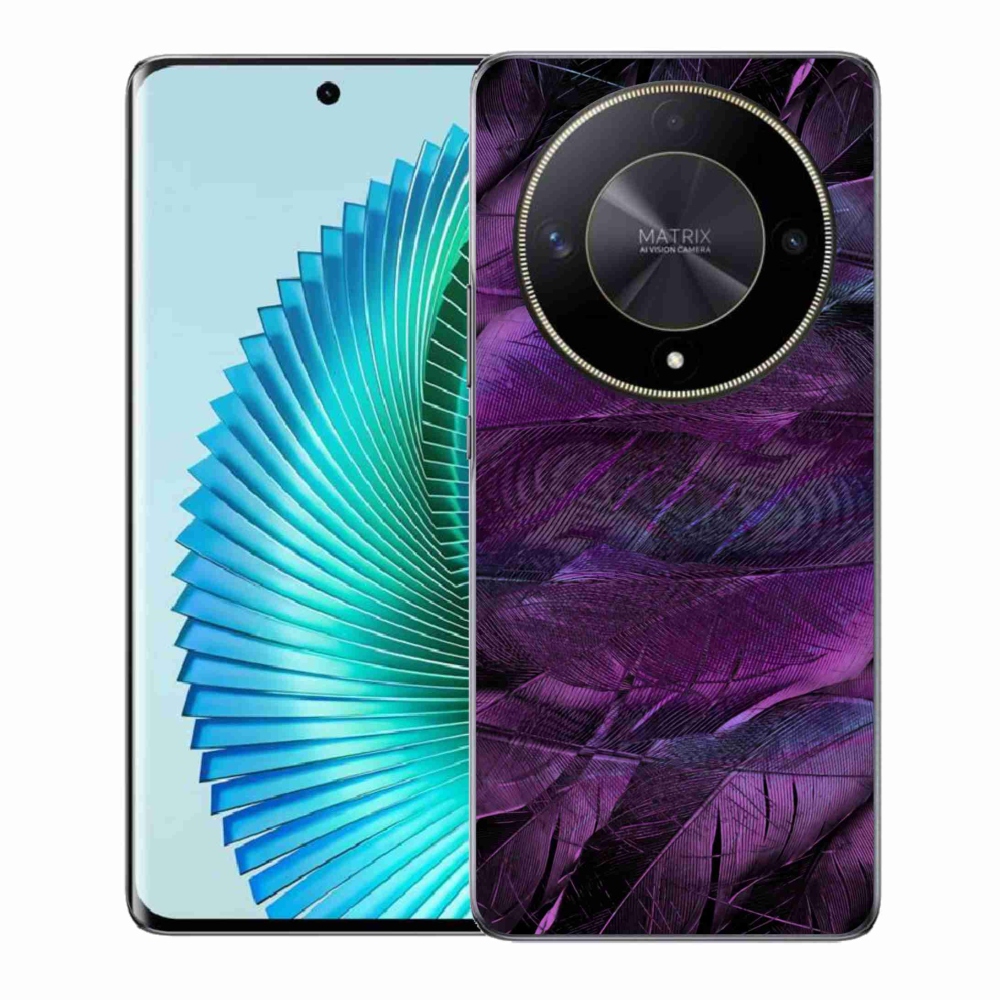 Gelový kryt mmCase na Honor Magic 6 Lite 5G - fialová pírka