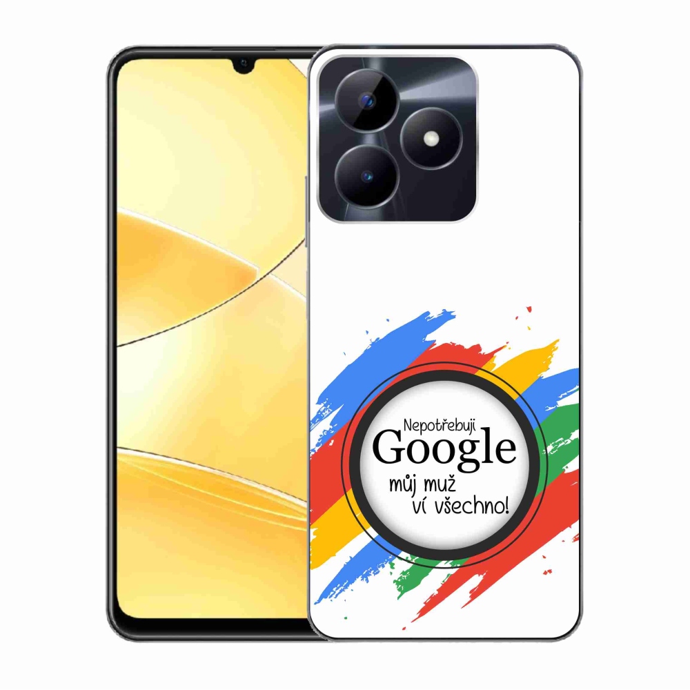 Gelový kryt mmCase na Realme C51/C53 - muž ví všechno bílé pozadí