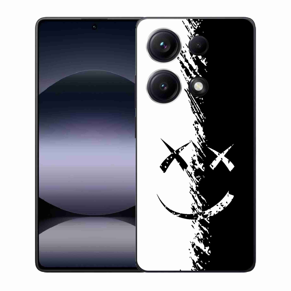 Gelový kryt mmCase na Xiaomi Redmi Note 14S - černobílý smajlík