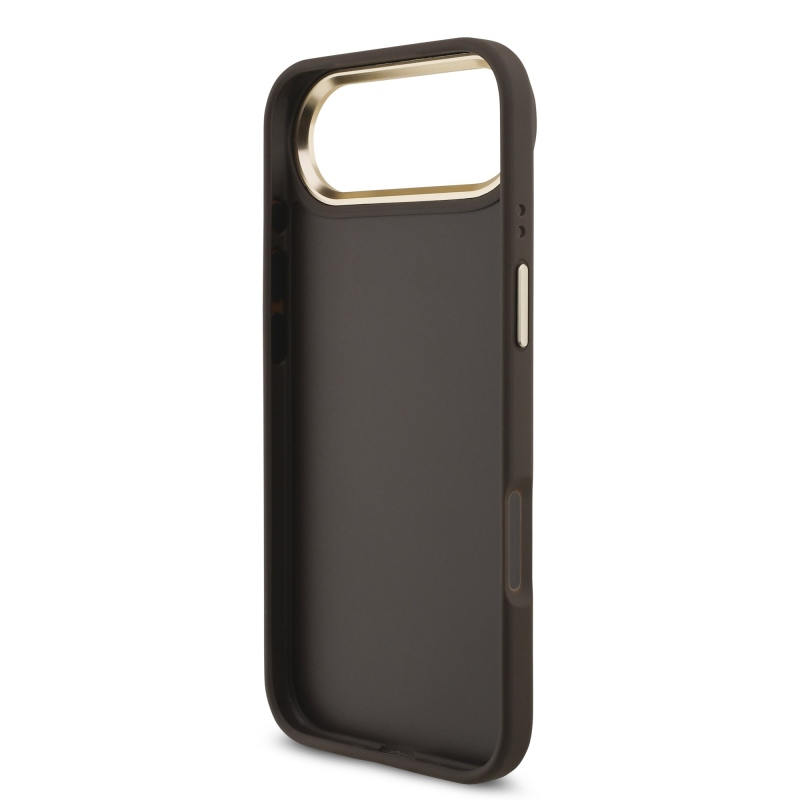 Guess PU Leather 4G Metal Logo Gold Frame Zadní Kryt pro iPhone Air Brown