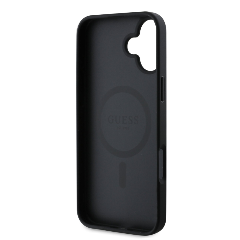 Guess PU 4G Classic Logo MagSafe Zadní Kryt pro iPhone 16 Plus Black