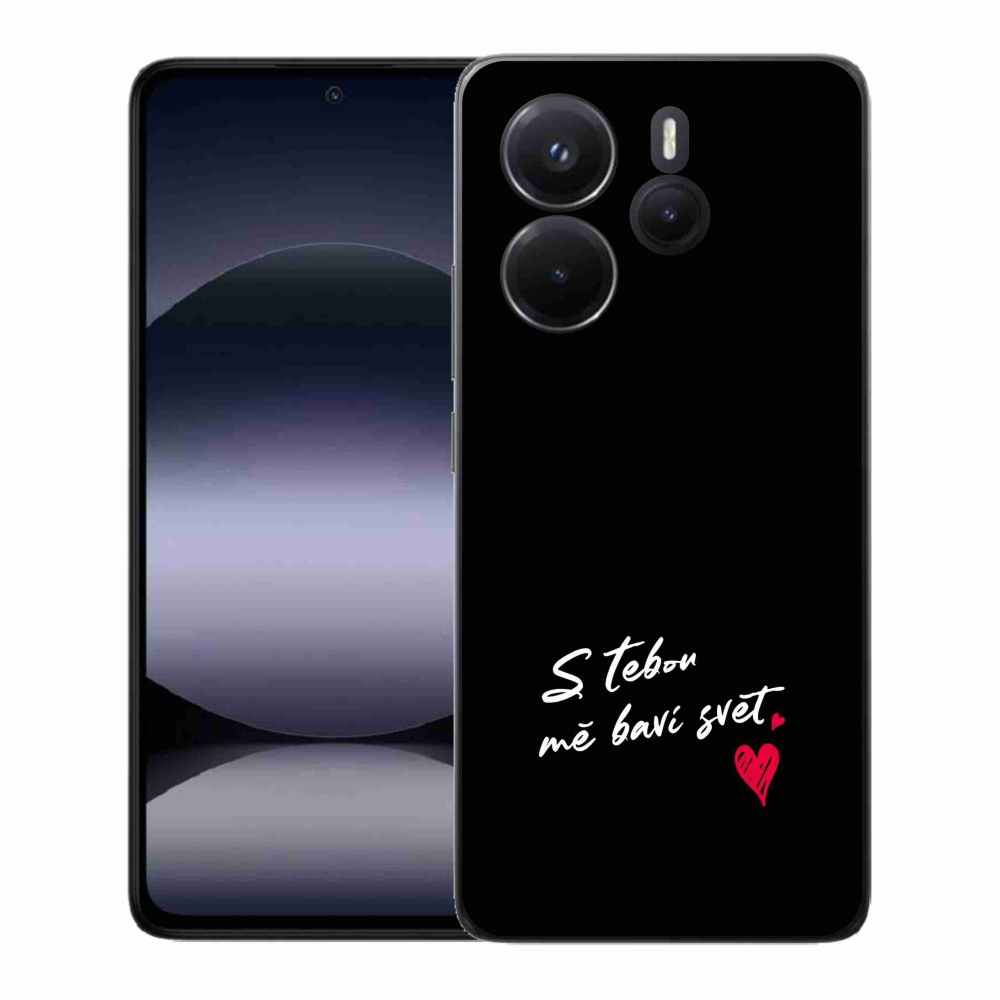 Gelový kryt mmCase na Xiaomi Redmi Note 14 - zamilovaný text 1 černé pozadí
