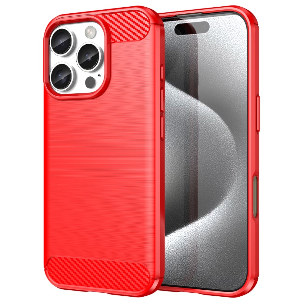 Carbon odolný gelový obal na iPhone 16 Pro - červený