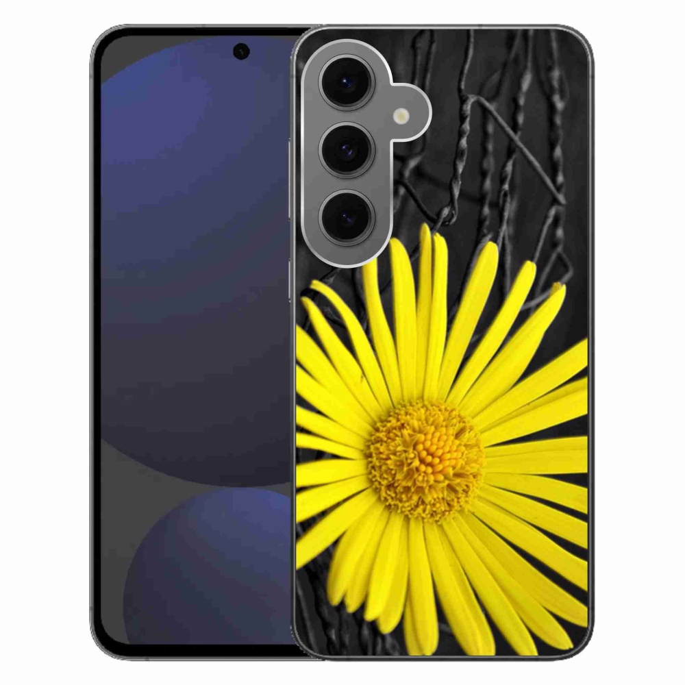 Gelový kryt mmCase na Samsung Galaxy S24 FE - žlutá květina