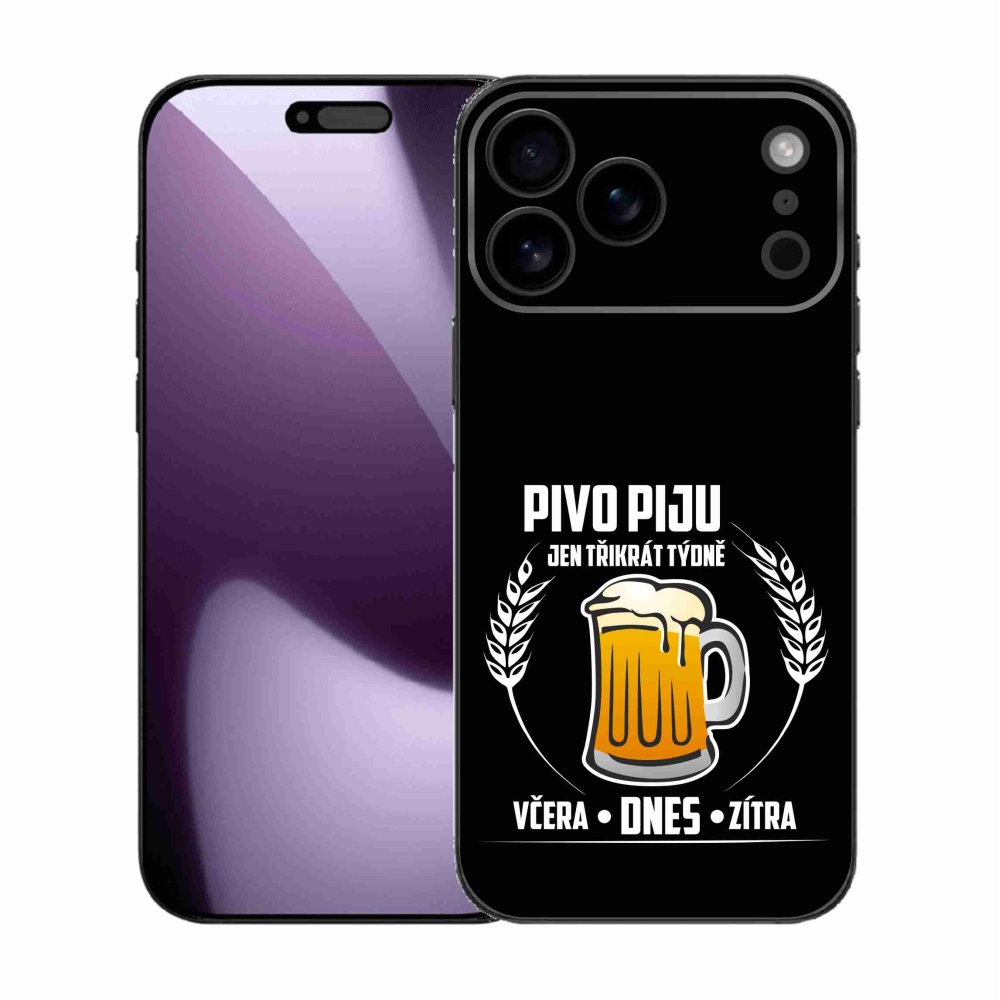Gelový kryt mmCase na iPhone 17 Pro Max - pivní motiv černé pozadí