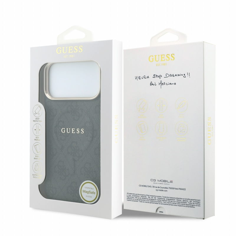 Guess PU Leather 4G Gold Frame Embossed MagSafe Zadní Kryt pro iPhone 18 Pro Black